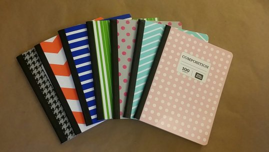 Our sample of cute composition notebooks to use for homeschooling interactive journals.